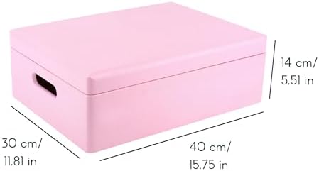 Creative Deco XL Pink Wooden Box Storage with Hinged Lid