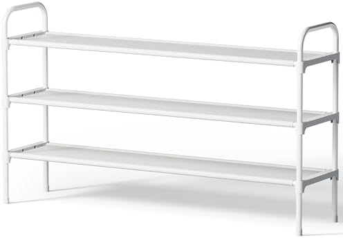 Kitsure Extra-Long Shoe Rack for Closet, 39.0" Wide - 3 Tier, White