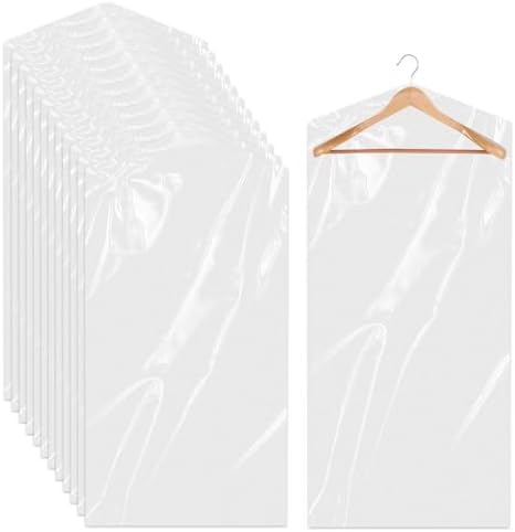 30 Pack Clear Dress Covers for Hanging Plastic Garment Bags 23.6 x 51.2 Inch Transparent Dry Cleaning Bags Dust-proof Garment Covers for Dry Cleaner, Home Storage, Travel