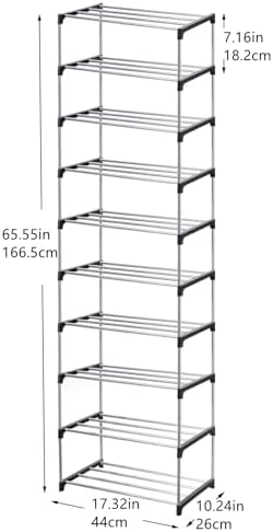 Stackable Small Shoe Rack, Entryway, Hallway and Closet (10-Tier, Black)