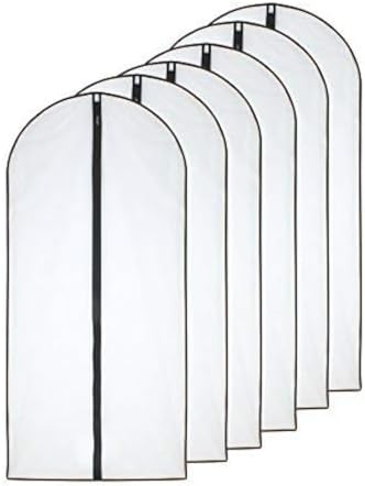 HomeClean Garment Bag (Set of 6) Plastic Garment Bags with Zipper Hanging Clothes Cover Dress Bag for Suits, Coats Closet (24'' x 40'', Black)