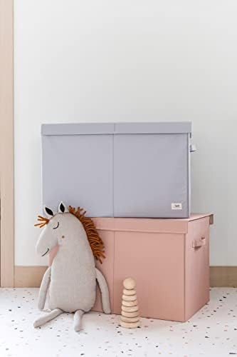 3 Sprouts Recycled Fabric Toy Chest, Extra Large, With Lid, Solid Gray