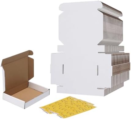 RLAVBL 6x4x1 Shipping Boxes Set of 50, White Small Corrugated Cardboard Box, Mailer Box