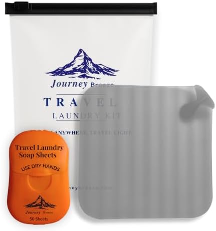 Travel Laundry Detergent Sheets with Universal Sink Stopper – 50-Count Travel Detergent Sheets and Flat Silicone Sink Stopper for Sink Washing in Hotels, Cruises & Camping