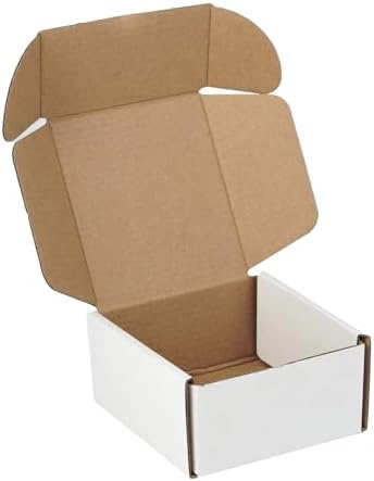 25 Pack 4"x4"x2" inch Small Shipping Boxes White Corrugated Cardboard Box for Small Business, Mailer, Shipping, and Packing