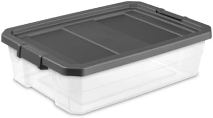 40Qt Underbed Storage Bin, Clear Latch Box w/Stackable Lid for Bedroom