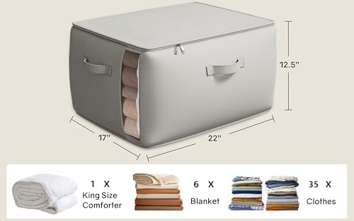 2 Pack Canvas Comforter Storage Bags for Clothes & King Comforters, Grey