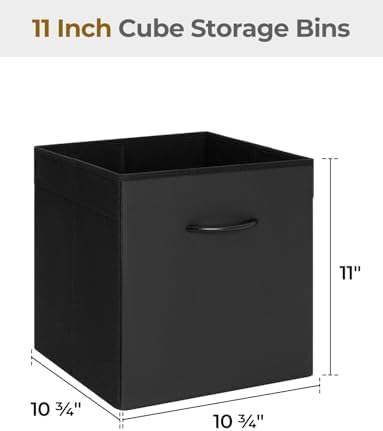 StorageWorks 11in Storage Cubes, Leather Cube Organizer Bins, Black, 4-Pack