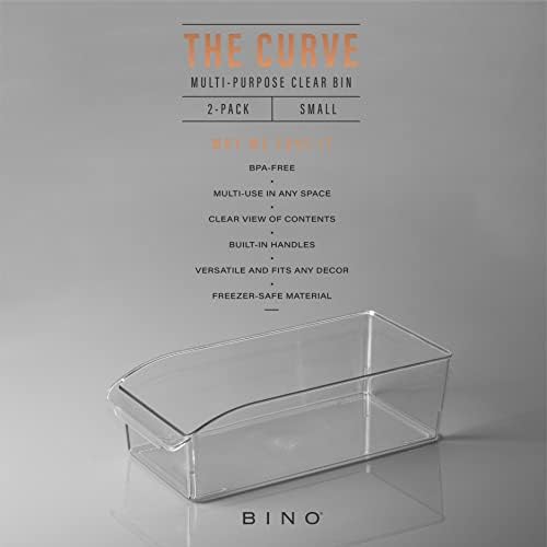 BINO | Plastic Storage Bins, Small | THE CURVE COLLECTION | Multi-Use Organizer Bins | Storage Containers Kitchen, Pantry and Home Organization | Fridge Organizers | Pantry Organization