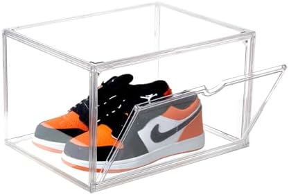 Sneaker Shoe Display Case,Shoe Box with Clear Magnetic Door,Thicken & Sturdy Organizer Containers Stackable,Fit Shoe Size Up to US 14 (X-Large) (X-Large)