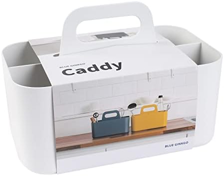 BLUE GINKGO Stackable Organizer Caddy, Rectangle, White, Made in Korea