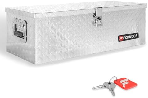 FORWODE 30 Inch Aluminum Truck Tool Box Lockable Truck Bed Tool Box Waterproof Truck Bed Storage Box with Side Handle Truck Tool Chest for Pickup, Truck Bed, RV, Trailer & Garage (Silver)