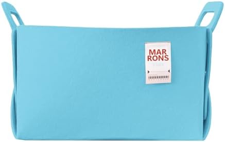 Collapsible Felt SKYBLUE Storage Bin Large 14.6"x9.4"x9.4" – Foldable Basket with Handles for Closet, Laundry Room Organization, Storage, Decorative Storage Bins for Shelves, Nursery