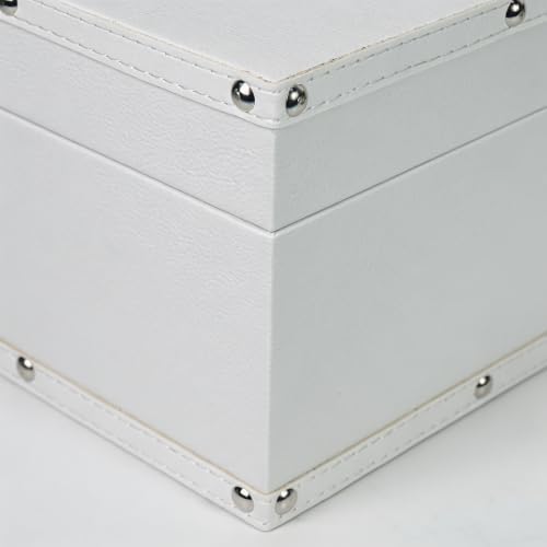 DreamsEden Decorative Storage Box, Large Wooden Keepsake Box with Lid | Wedding Memory Chest with Latch, Shelves Home Decor Gifts, for Keepsakes Jewelry Memento Photo, White, 13.7L x 8.8W x 6.0H in