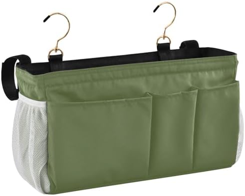 Dark Cyan Bedside Caddy Storage Bag Bedside Organizer for Headboards Bunk Beds Hanging Storage Organizer 6 Pockets with Hooks for Magazine Water Bottle Holder