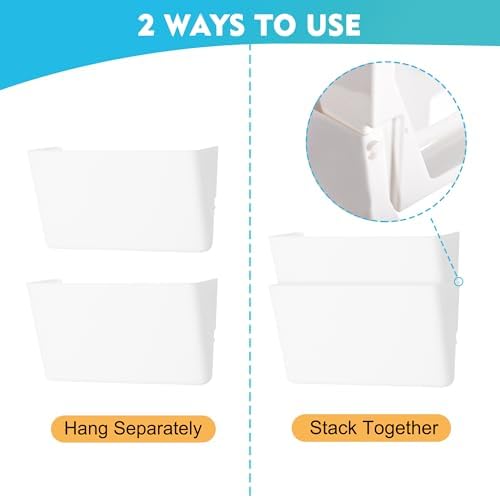 EASEPRES 6 Pack White Plastic Single Pocket Hanging File Organizer, Wall Mount Paper Mails Magazines Holder, Mounted Folder Bins for Office School and Home, 12.99x4.13x7.48 inches