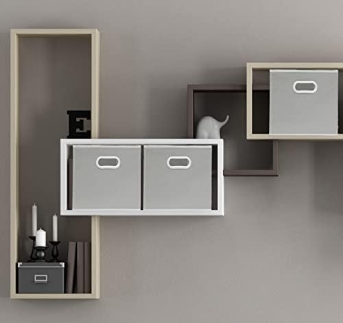 Simple Houseware 11-Inch Foldable Cube Storage Bins with Handles, Gray
