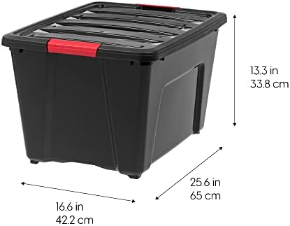 IRIS USA 4-Pack 72 Quart Storage Bins with Lids, Black