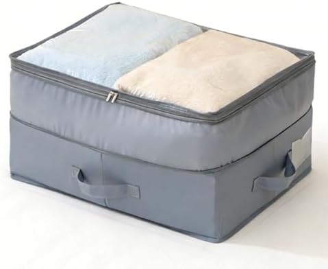Under Bed Storage Bag Dust Proof Foldable Large Capacity Under Bed Storage Container with Transparent Viewing Cover Design for Sheets Quilts (S Grey)