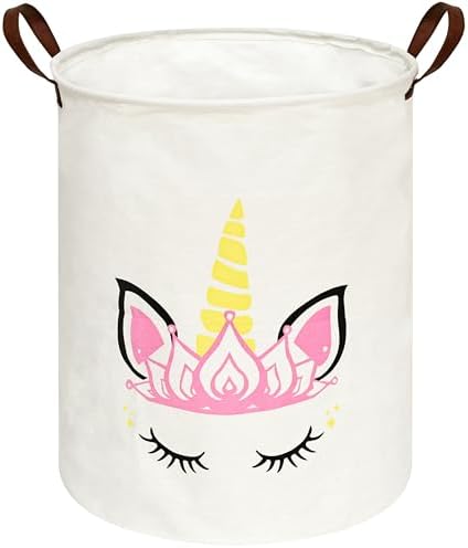 MAIZMZ Baby Waterproof Storage Basket Kids Hamper Nursery Bins Organizer Gift Toy Box Laundry Basket for Women Large Canvas Collapsible Chest for Home/Dorm/Office/Room Decor