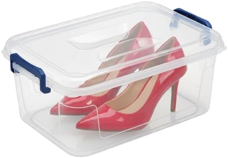 Tribello Plastic Storage Bins with Lids, Clear Stackable Storage Containers - 9.5 Qt - 2 Pack