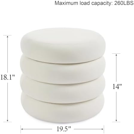 Round Velvet Storage Ottoman with Removable Lid, Small Tufted Vanity Stool for Dorm, Modern Compact Footrest for Bedroom Entryway Lounge, White