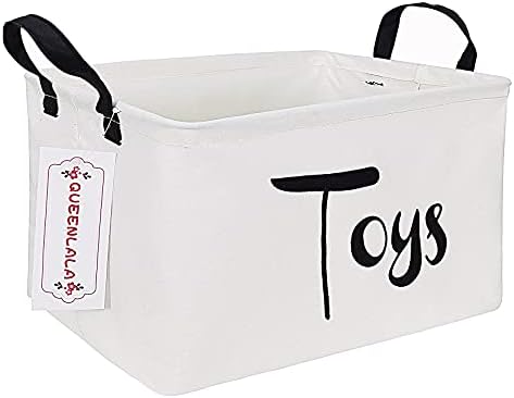 QUEENLALA Rectangular Collapsible Laundry Basket with Side Handles, Toys