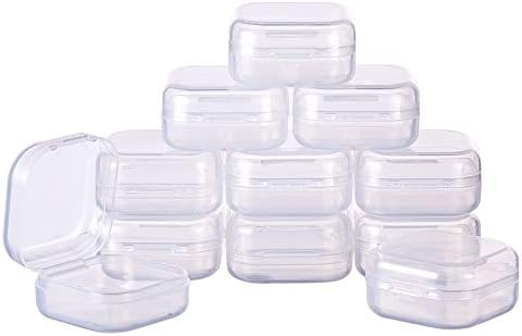 BENECREAT 24 Pack 1.38x1.38x0.7 Inches Square Mini Clear Plastic Bead Storage Containers Box Case with Lid for Items,Earplugs,Pills,Tiny Bead,Jewelry Findings