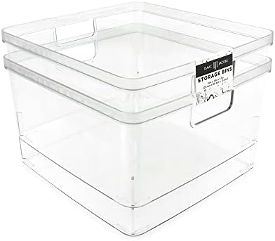 Isaac Jacobs 2-Pack Square Clear Storage Bins (10” L x 10” W x 6.1” H)