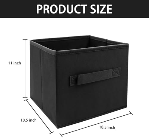 EBIGIC Storage Cubes Collapsible fabric Storage bins,cube storage organizer 10.5 * 10.5 * 11 inch,For home and office Collapsible Closet Shelf Organizers, Drawer Organizers(Black)
