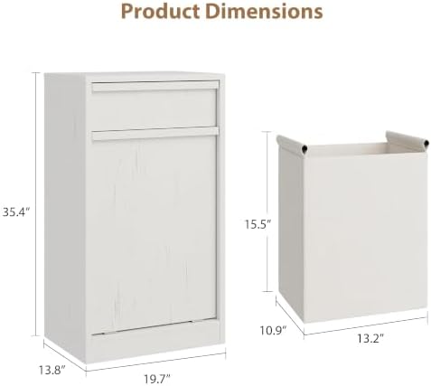 Garvee Single Tilt Out Laundry Hamper Cabinet, 10 Gallon Trash Can Cabinet