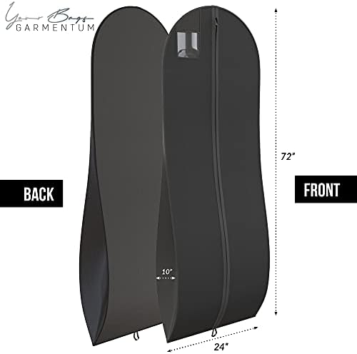 72" Tapered Long Dress Bags for Gowns - Wedding Dress Garment Bag for Dresses - Long Garment Bags for Hanging Clothes & Closet Storage, Dress Bag for Airplane