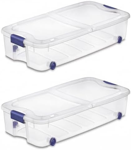 66 Qt Underbed Storage Bin with Wheels, Blanket Organizer Box (2-Pack)