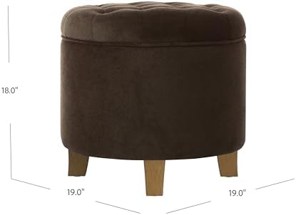HomePop 19" Velvet Button Tufted Round Storage Ottoman - Brown Velvet