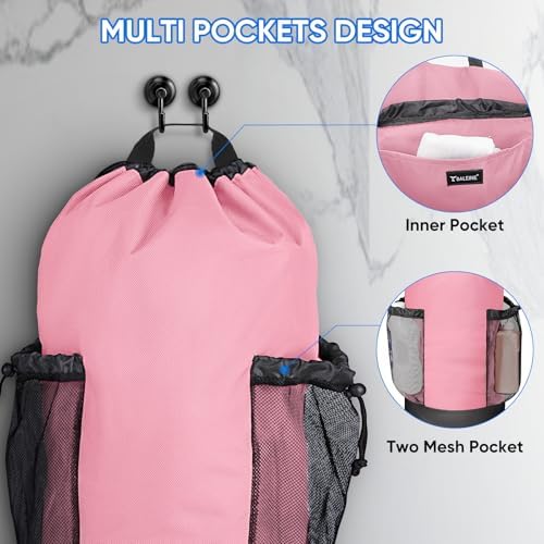 BALEINE 2PK 120L Laundry Bag Backpack, 900D Oxford Fabric Large Travel Laundry Bags with Shoulder Straps and 2 Mesh Pockets for College Dorm, Apartment, Laundromat (Pink, 120L)