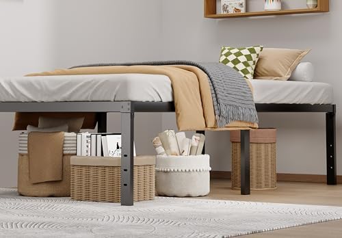LUMUNANCE Metal Bed Frame Twin Size - 18 Inch Heavy-Duty Twin Platform Bed Frame No Box Spring Needed, Easy Assembly, Noise-Free, Sturdy Mattress Foundation, Underbed Storage Space