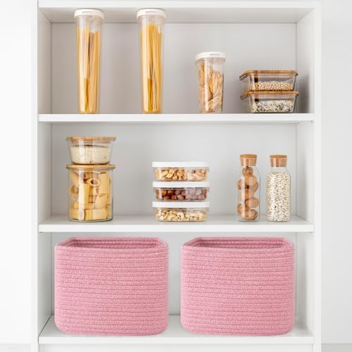 OIAHOMY 3 PACK Cube Storage Bins Storage Baskets Shelf Bins Pink