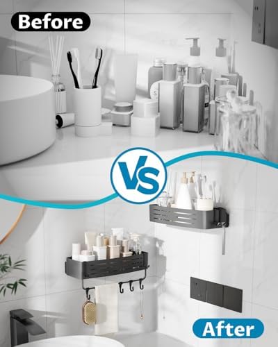 Onemake Suction Cup Shower Caddy, Shower Shelf, Bathroom Organizer, Gray