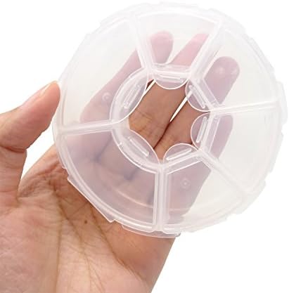 Honbay 2PCS 6 Compartment Round Shape Clear Small Plastic Storage Box Pill & Jewelry Organizer for Travel or Daily Use