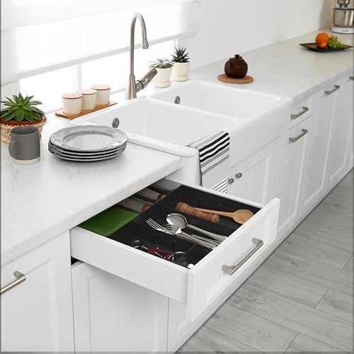 Simple Houseware Drawer Organizer Tray, 9 Adjustable Compartments, Black