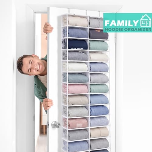 Over The Door Hoodie Organizer 26 Pocket Organizer, White