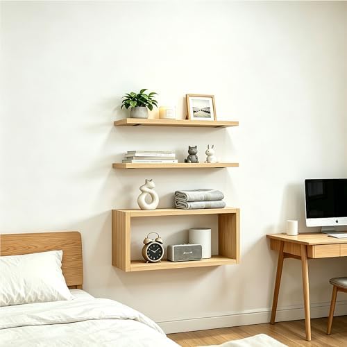 Floating Shelves 15.7 Inch 3 Pack Wall Mount Shelves Hidden Bracket