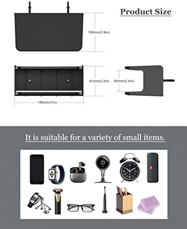 Bedside Wall Shelf Organizer, Small Bedside Shelf, (Black)
