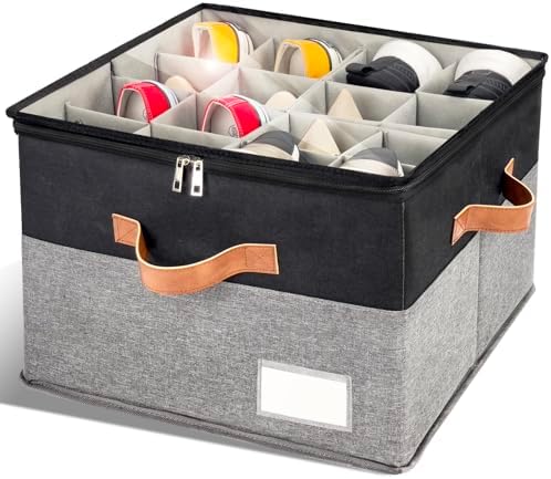 1 Pack Shoe Organizer for Closet Foldable Storage Box with Clear Cover