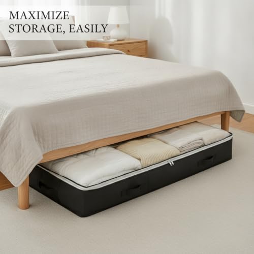 Under Bed Storage Bag with Handles Polyester Organizer for Quilts and Off-Season Clothes 39.4 x 19.7 x 5.9 Inches (1 PC)