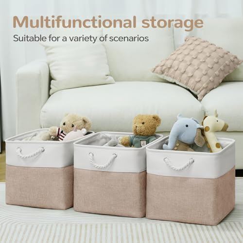 13x13 Inch Foldable Fabric Cube Storage Bins with Handles 6 Pack