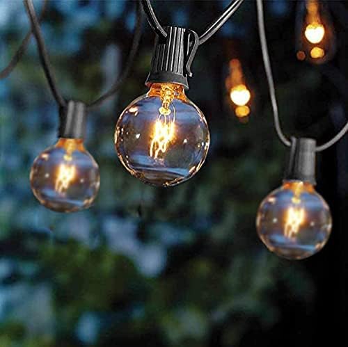 GOOTHY G40 Outdoor Globe String Lights, 25ft Hanging Patio Lights with 27 Incandescent Bulbs (2 Spare), Connectable Backyard Bistro Wedding Decor, E12 Base, 5W-Black Wire