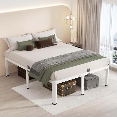 MAF 14 Inch King Metal Platform Bed Frame White with Round Corner Legs