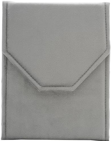 Velvet Necklace Jewelry Travel Folder Storage Display Case (Grey)