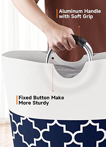 Fabspace Large Laundry Basket Laundry Hamper Bag Washing Bin Clothes Bag Collapsible Tall with Handles Waterproof Travel Bathroom College Essentials Storage for College Dorm, Family (Blue) 115L